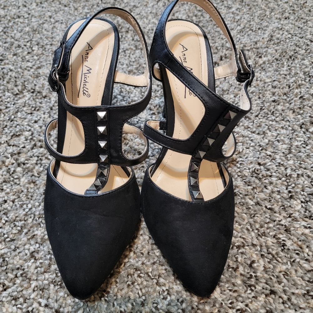 Black studded high heels